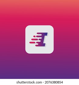 Motion Speed Line Letter I App Icon Logo Design Template Element