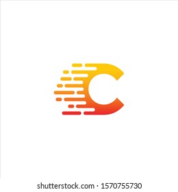 Motion Speed Line Letter C Logo Design Template Element
