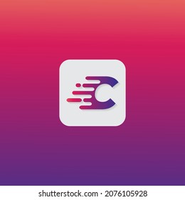 Motion Speed Line Letter C App Icon Logo Design Template Element