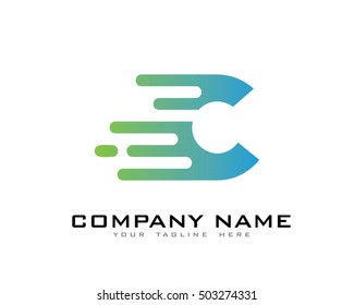 Motion Speed Line Letter C Logo Design Template Element