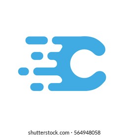 Motion speed line letter C logo design for it, delivery, transportation company, etc. Dynamic vector unusual font. 