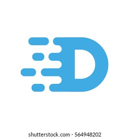 Motion speed line letter D logo design for it, delivery, transportation company, etc. Dynamic vector unusual font. 