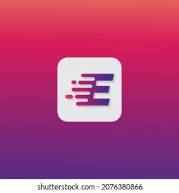 Motion Speed Line Letter E App Icon Logo Design Template Element