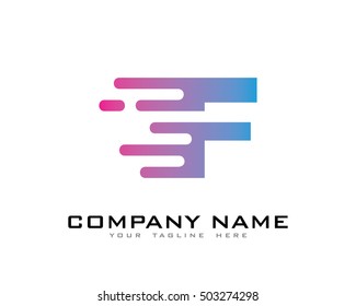 Motion Speed Line Letter F Logo Design Template Element