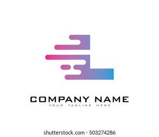 Motion Speed Line Letter L Logo Design Template Element