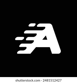 Motion Speed Line Letter A Logo on black background