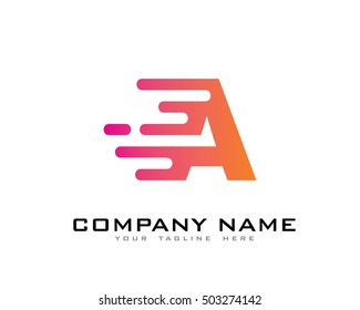 Motion Speed Line Letter A Logo Design Template Element