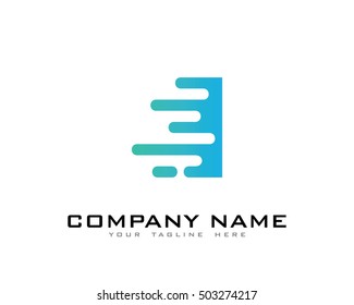 Motion Speed Line Letter I Logo Design Template Element