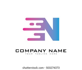 Motion Speed Line Letter N Logo Design Template Element