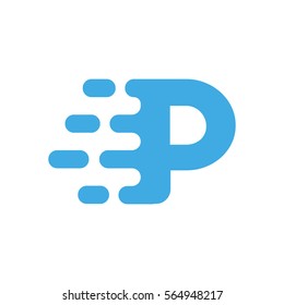 Motion speed line letter P logo design for it, delivery, transportation company, etc. Dynamic vector unusual font. 
