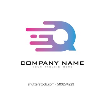 Motion Speed Line Letter Q Logo Design Template Element