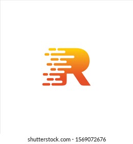 Motion Speed Line Letter R Logo Design Template Element
