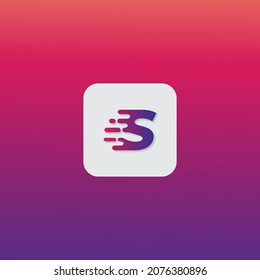 Elemento de plantilla de diseño de icono de la aplicación S de la letra de la línea de velocidad de movimiento
