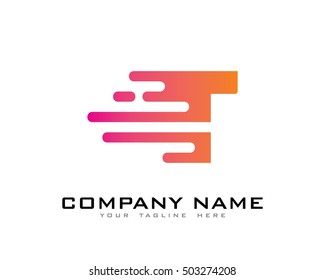 Motion Speed Line Letter T Logo Design Template Element