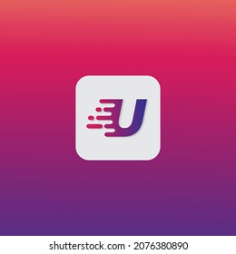Motion Speed Line Letter U App Icon Logo Design Template Element