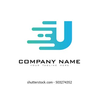 Motion Speed Line Letter U Logo Design Template Element