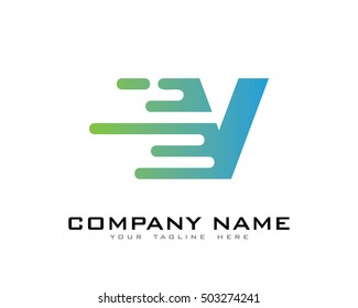 Motion Speed Line Letter V Logo Design Template Element