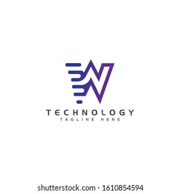 Motion Speed Line Letter W Logo Design Template Element,Letter W icon. Technology Smart logo, computer and data related business, hi-tech and innovative, electronic