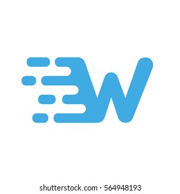 Diseño del logotipo de la letra W de la línea de velocidad de movimiento para él, entrega, empresa de transporte, etc. Fuente dinámica no habitual vectorial. 