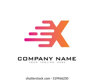 Motion Speed Line Letter X Logo Design Template Element