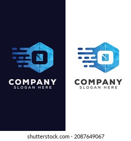 Motion Speed Line 'O' Polygonal hexagon Initial letter o logo vector design