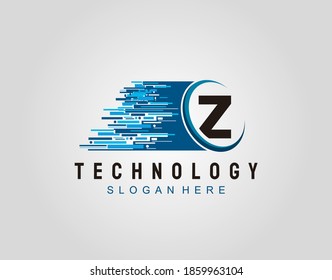 Motion Speed Line Techno Letter Z Logo Vector Design.