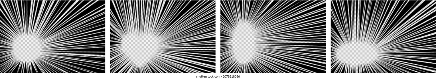 Motion and speed transparent effect collection for comic manga digital drawing. Superhero action, explosion background set.