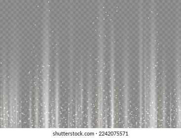 Motion speed white vertical lines on transparent background. Glowing line abstract background. Silver fading neon light elements. Futuristic abstract pattern. Simple technology template, vector 