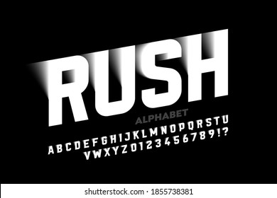 Motion style modern sport font, alphabet letters and numbers vector illustration