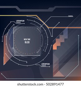 Motion Template for design - abstract HUD screensaver video.  Futuristic space thin HUD user interface. Game target navigation interface hud ui design