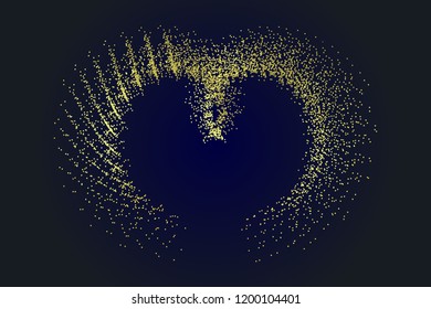 The motion track of the golden dynamic particle forms the cardioid abstract vector graph