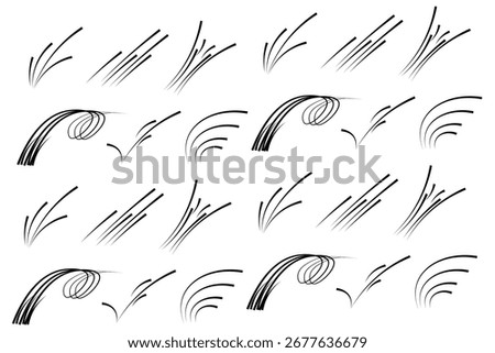 Motion trails of soccer ball, isolated curved and straight lines. Vector collection of powerful burst of energy that spinning rapidly. Football fly actions effect, icons of speed strokes