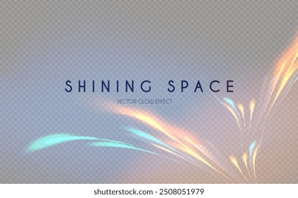 Motion transparent light effect. Shining blue and gold beams magic background and liquid speed light