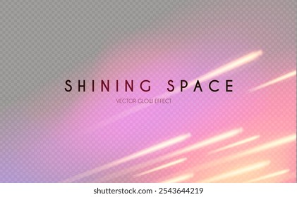 Motion transparent light effect. Shining pink and yellow beams magic background and liquid speed light
