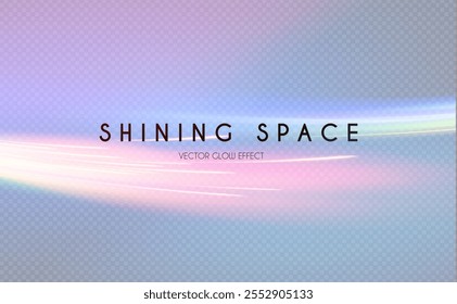 Motion transparent light effect. Shining rainbow beams magic background and liquid speed light