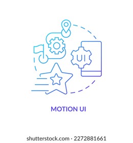 Motion UI blue gradient concept icon. Digital design production. Web application development trend abstract idea thin line illustration. Isolated outline drawing. Myriad Pro-Bold font used