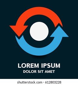 Motion - vector logo concept illustration . Two arrows in a circle - a creative sign. Geometric design element. Vector illustration isolated on background.