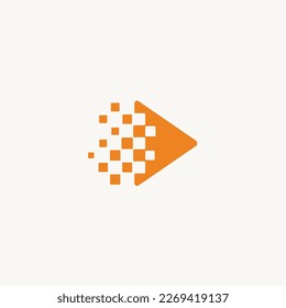 Motion Video Arrow Pixel logo design icon template