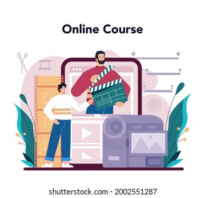 Motion Or Video Designer Online Service Or Platform. Artist Create Computer Animation For Multimedia Project. Online Course. Vector Illustration