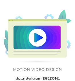 Motion video graphic design studio flat vector icon. Video editor app for create video content  for vlog, advertising industry and film. Modern illustration isolated on white background