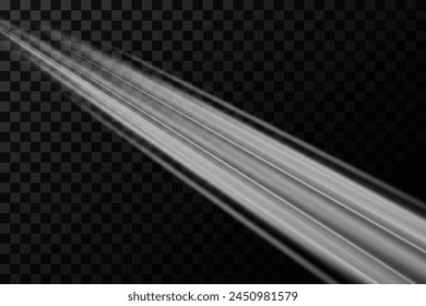 Efecto de onda de movimiento. Sendero dinámico de línea blanca. Sobre un fondo transparente.