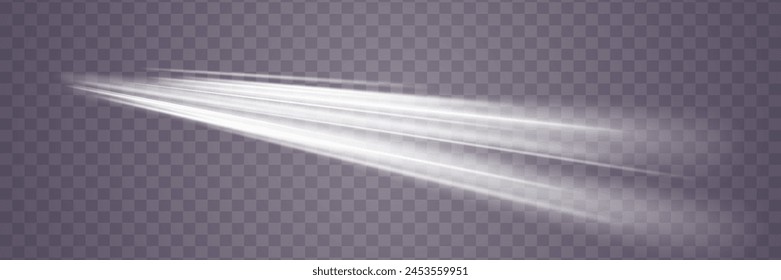 Motion wave effect. Dynamic white line trail. On a transparent background.	
