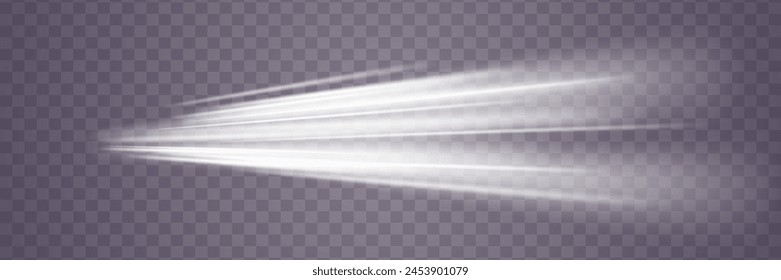 Motion wave effect. Dynamic white line trail. On a transparent background.