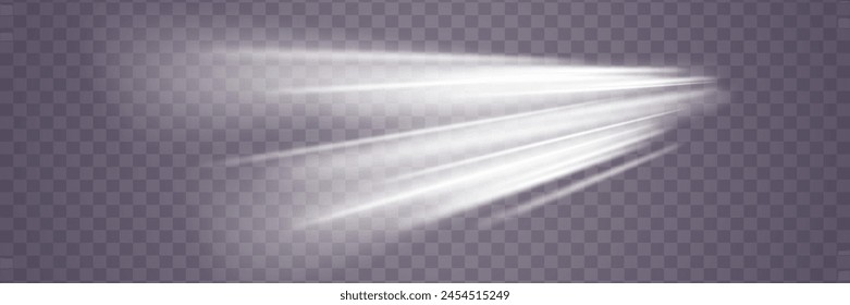 Motion wave effect. Dynamic white line trail. On a transparent background.