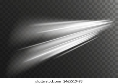 Motion wave effect. Dynamic white line trail. On a transparent background.