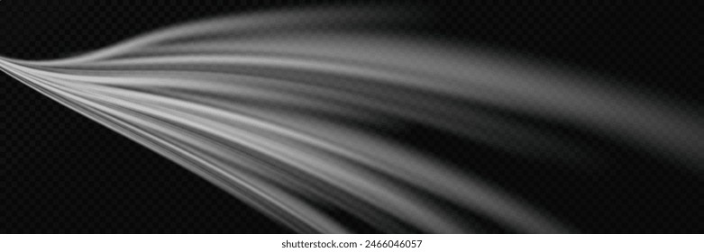 Motion wave effect. Dynamic white line trail. On a transparent background.