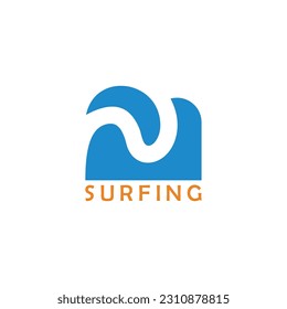 motion waves simple surfing fun logo vector 