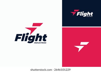 Motion Wing Initial Letter F for Fly Fast Flight Forward Falcon Flap Freedom logo design