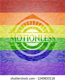 Motionless emblem on mosaic background with the colors of the LGBT flag