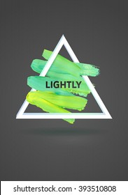 Motivate artistic poster design template. Typography card Inspire yourself. Vector volume triangle and watercolor brush stroke